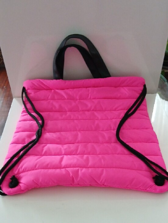 Handbags - Women's Hot Pink Quilted Tote Bag with Black Handles NWT